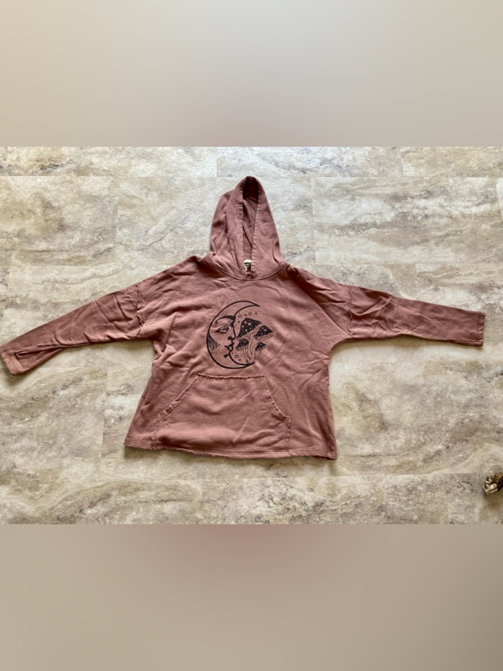 Moon & Mushrooms Graphic Hoodie in Dusty Rose - Picture 2 of 8